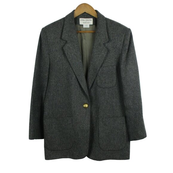 Lynn Greene for Richard Neal Vintage 90's Gray Wool Oversized Blazer Size 12 - Picture 1 of 10